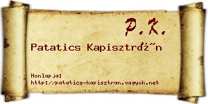 Patatics Kapisztrán névjegykártya